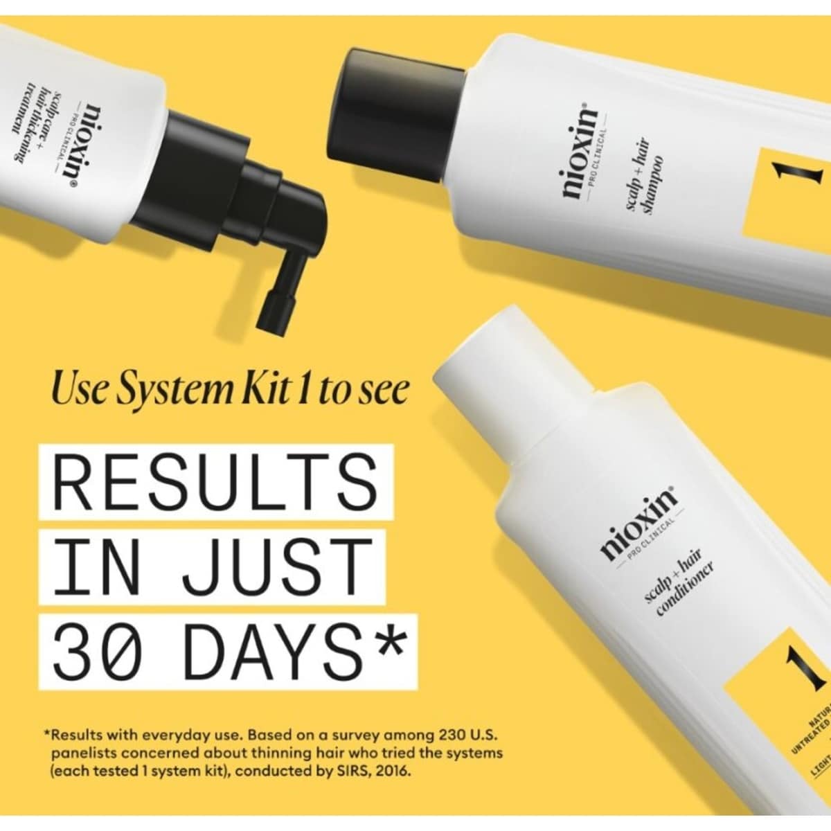Soin épaississant pour cuir chevelu et cheveux Système 1 de Nioxin - Soin épaississant pour cheveux naturels légèrement clairsemés - Comprend un shampooing mL