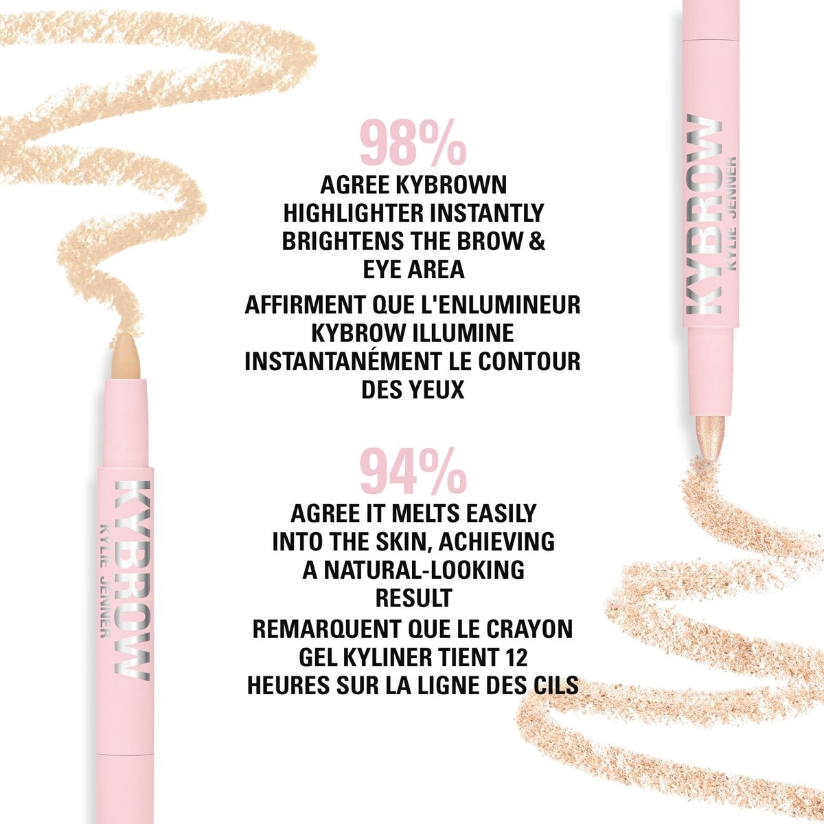 Crayon illuminateur sourcils Kybrow, longue tenue, sans froisser, cruauté, végétalien