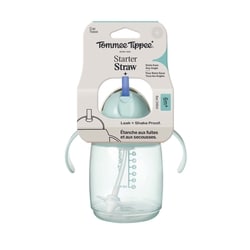 Gobelet de départ avec paille Tommee Tippee, 8 oz, tasse de transition facile pour tout-petits de 6 mois et plus, avec paille lestée en silicone et poignées faciles à tenir, vert, 1 unité 2