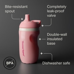 Insulated Sporty Spout Bottle, 9oz, No Spill Toddler Water Bottle For 12 months +, Two-Piece Valve Helps Stop Spills, Blue and Orange, 2 count 4