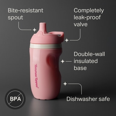Insulated Sporty Spout Bottle, 9oz, No Spill Toddler Water Bottle For 12 months +, Two-Piece Valve Helps Stop Spills, Blue and Orange, 2 count 4