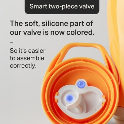 Insulated Sporty Spout Bottle, 9oz, No Spill Toddler Water Bottle For 12 months +, Two-Piece Valve Helps Stop Spills, Blue and Orange, 2 count 6