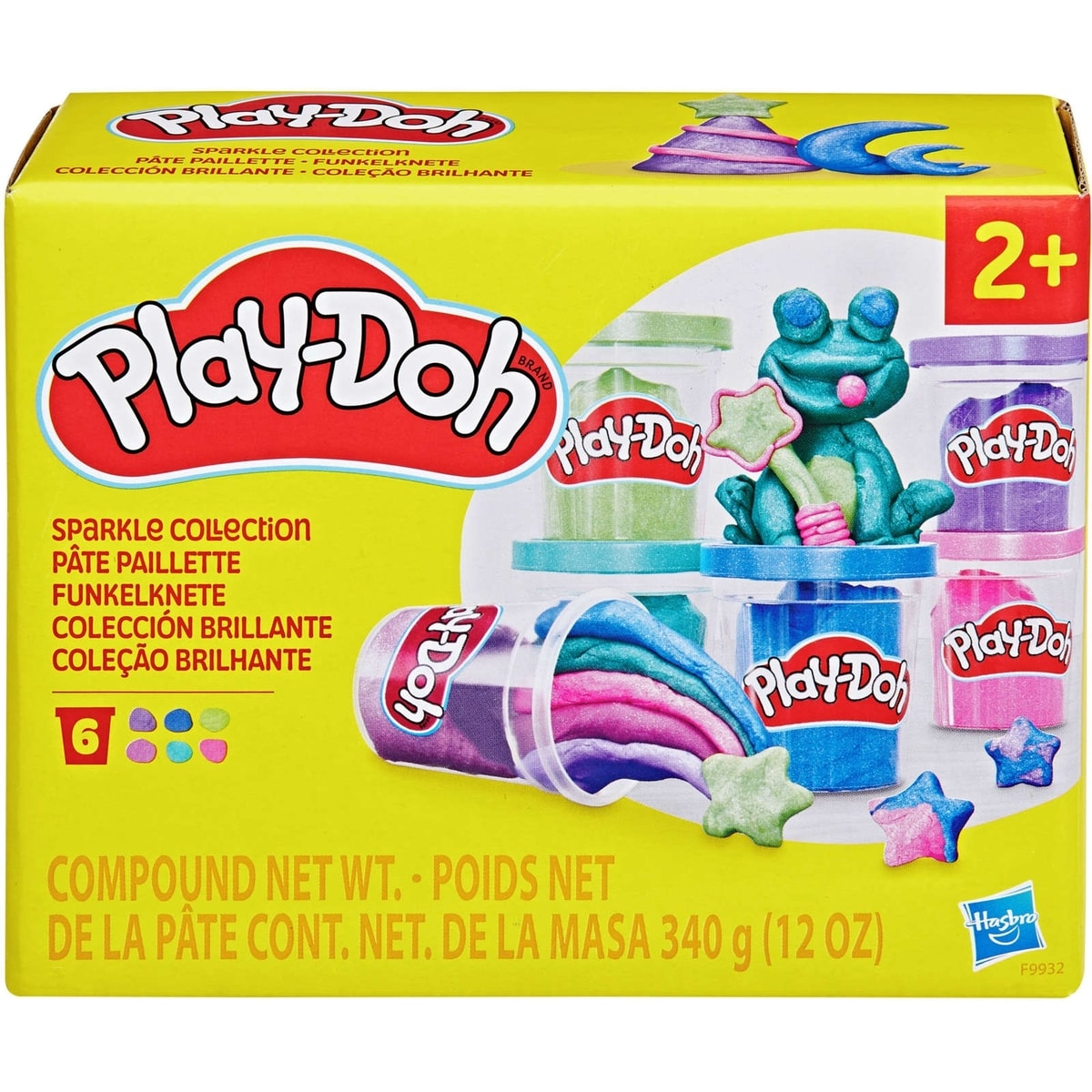 Play-Doh, pack de 6 Pâte paillette, jouets de pâte à modeler pour loisirs créatifs