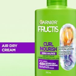 Fructis Curl Air Dry Cream Sulfate-Free Defining Butter Cream, for All Curl Types, with Coconut Oil and Elasto-Protein, 300mL 2
