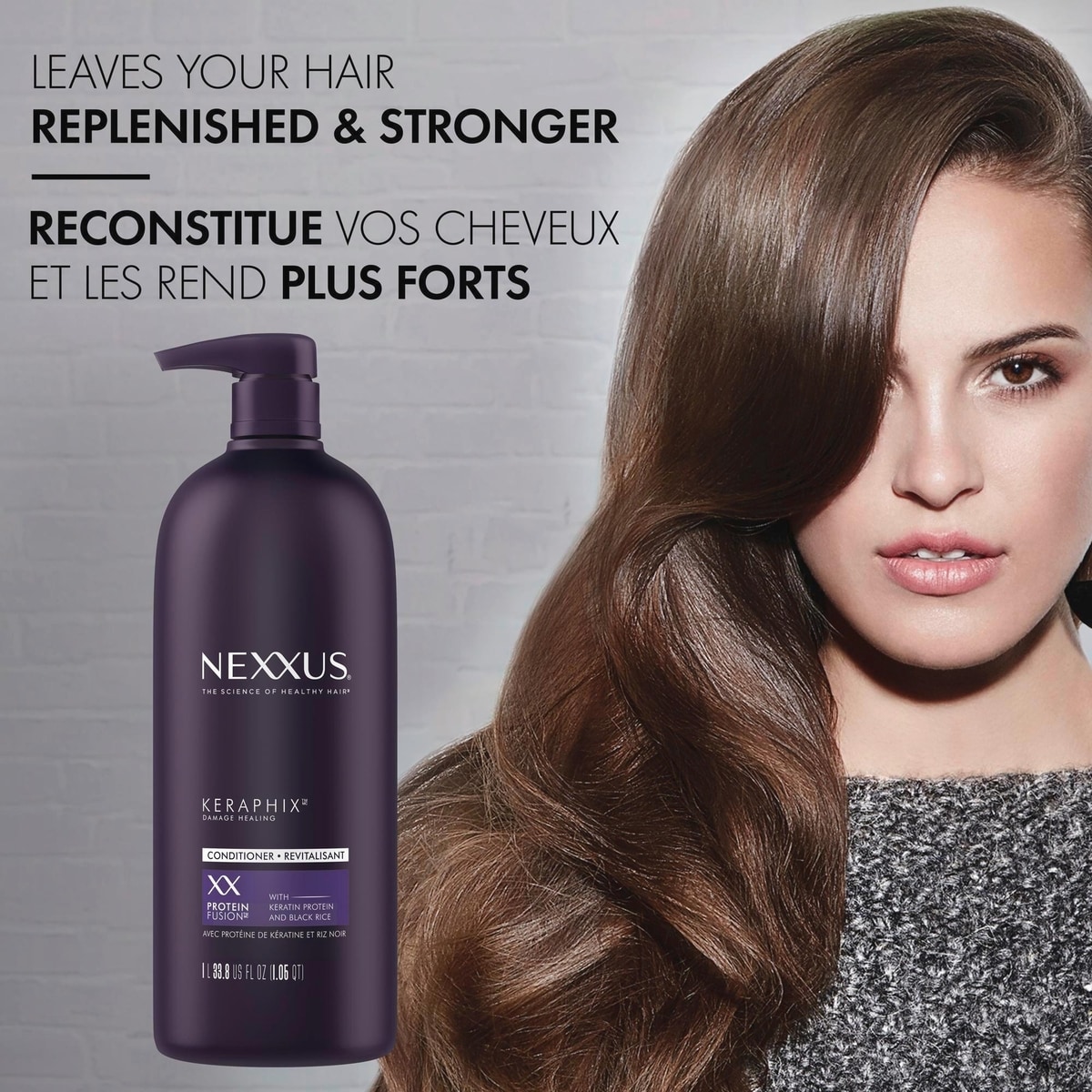 Revitalisant Réparateur pour cheveux secs et abîmés Nexxus Keraphix avec ProteinFusion avec protéine de kératine et riz noir 1 L