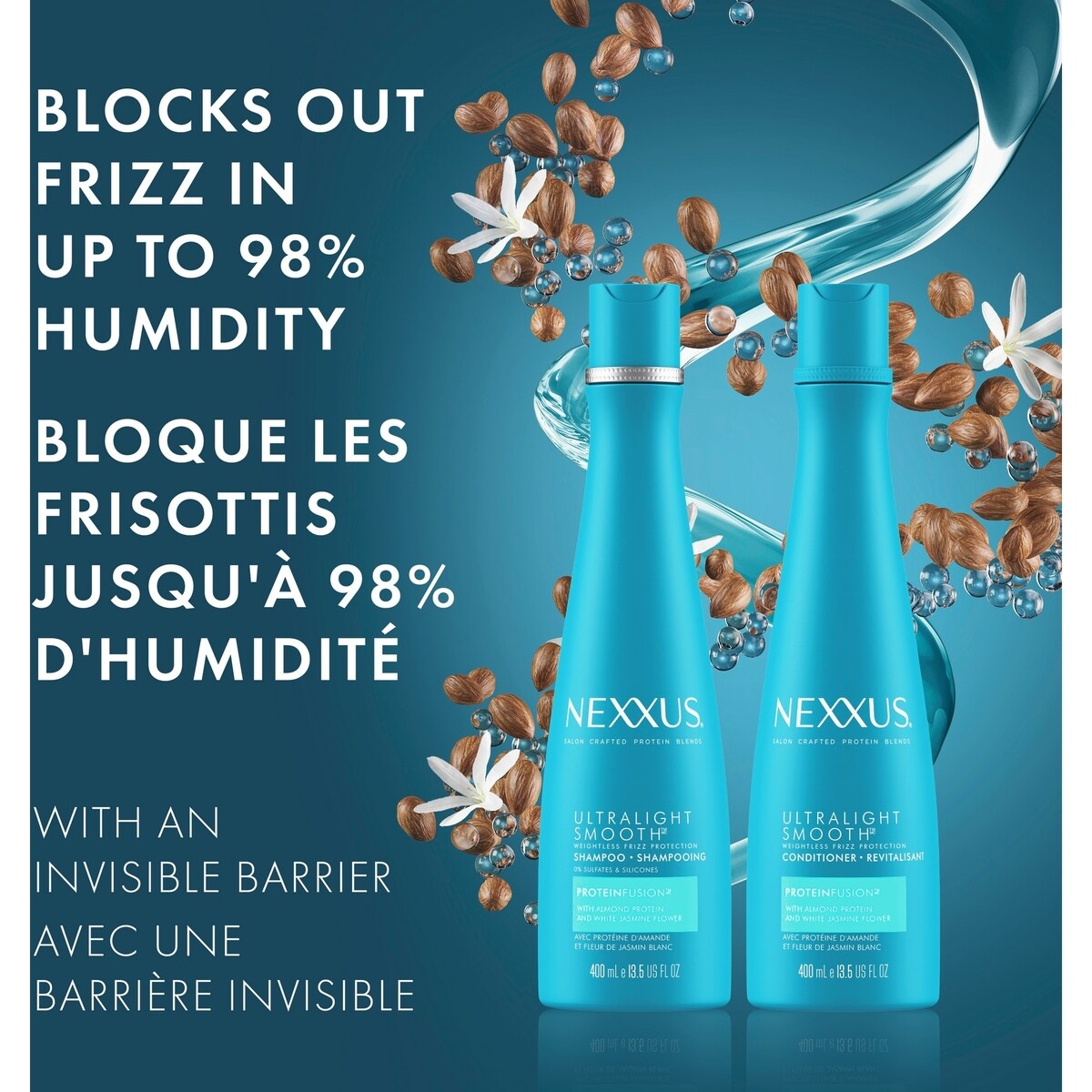 Revitalisant pour cheveux secs et frisottés Ultralight Smooth Weightless Frizz Protection revitalisant hydratant pour 72 heures de contrôle des frisottis 400 ml