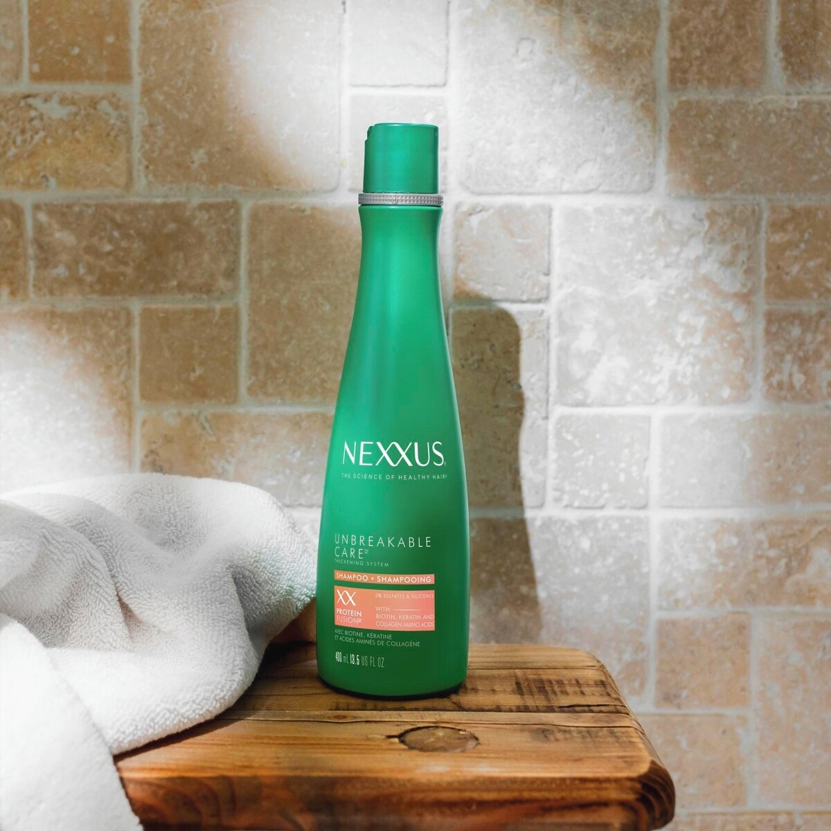 Shampooing Anti-cassures pour cheveux fins et clairsemés Nexxus Unbreakable Care™ avec kératine, collagène, biotine