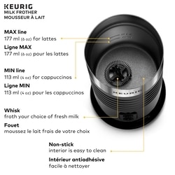 Mousseur à lait Keurig® pour les lattes et les cappuccinos, fonction mousse chaude et froide, Noir 3