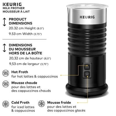 Mousseur à lait Keurig® pour les lattes et les cappuccinos, fonction mousse chaude et froide, Noir 6