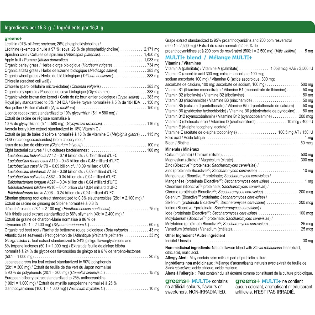 Greens + Multi + Fresh Fruit