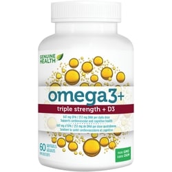 Omega3+ Triple Strength + D3, Omega 3 Fish Oil, 647mg EPA & 253mg DHA Per Daily Dose, 1000 IU Vitamin D3 1