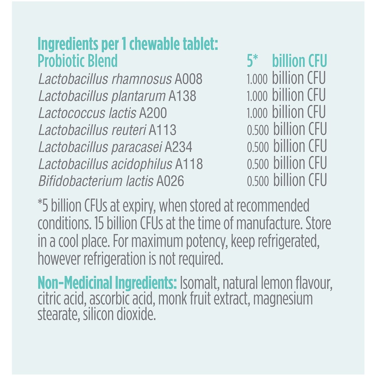 Advanced Gut Health Chewable Probiotic for Kids, Lemonade Flavor, 5 Billion CFU