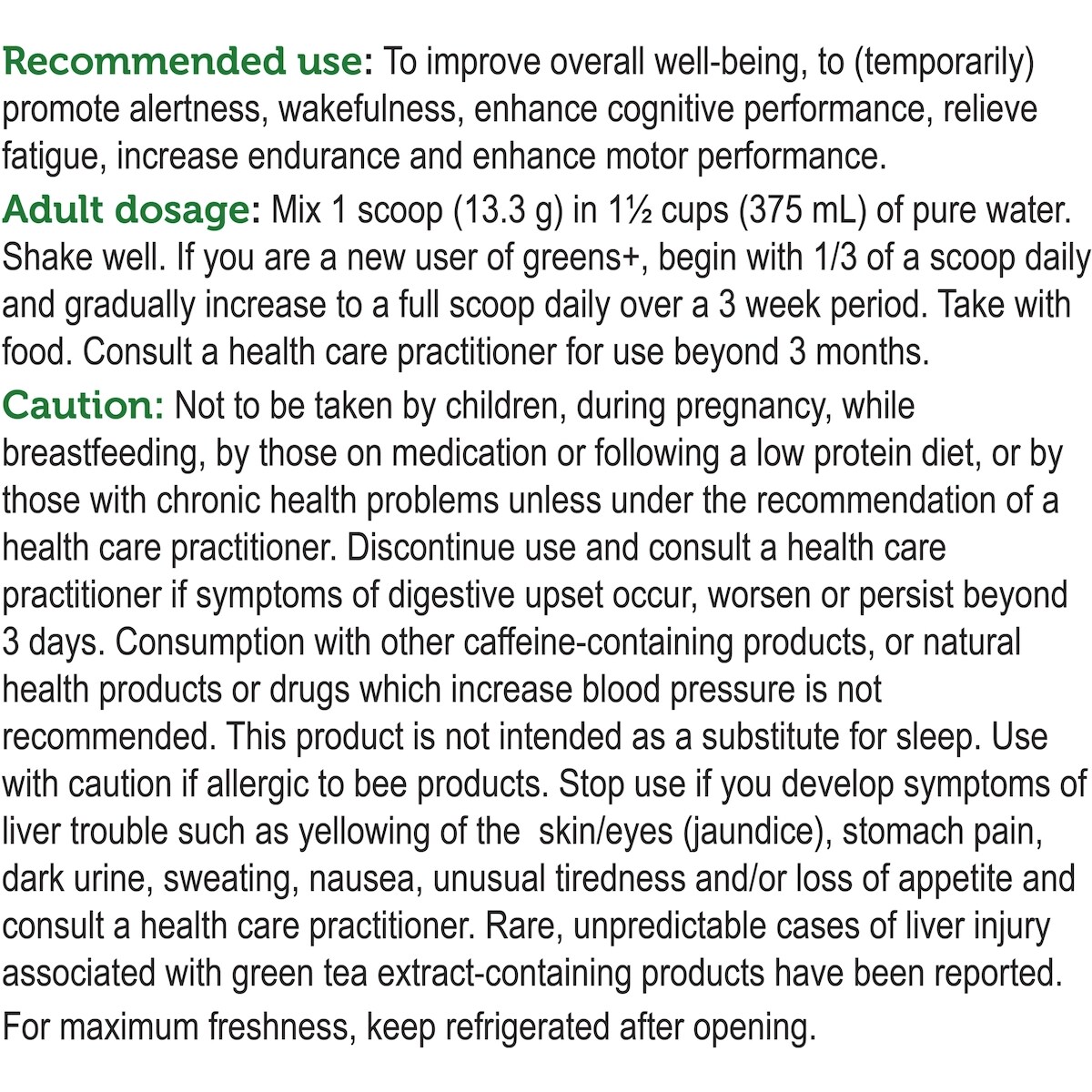 Greens+ extra energy