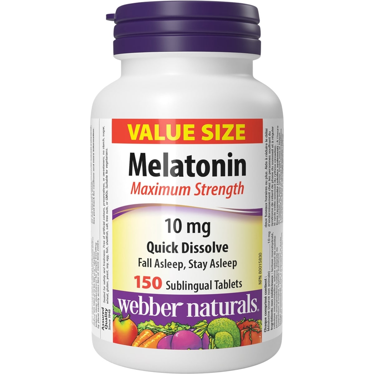 Puissance maximale Mélatonine Dissolution rapide 10 mg