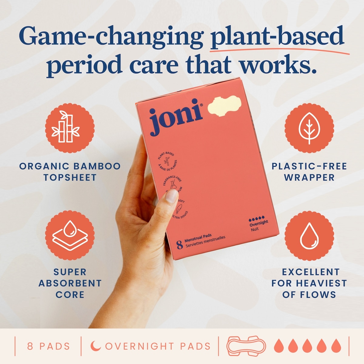 Organic Bamboo Overnight Pads • All-Night Comfort, Plant-based