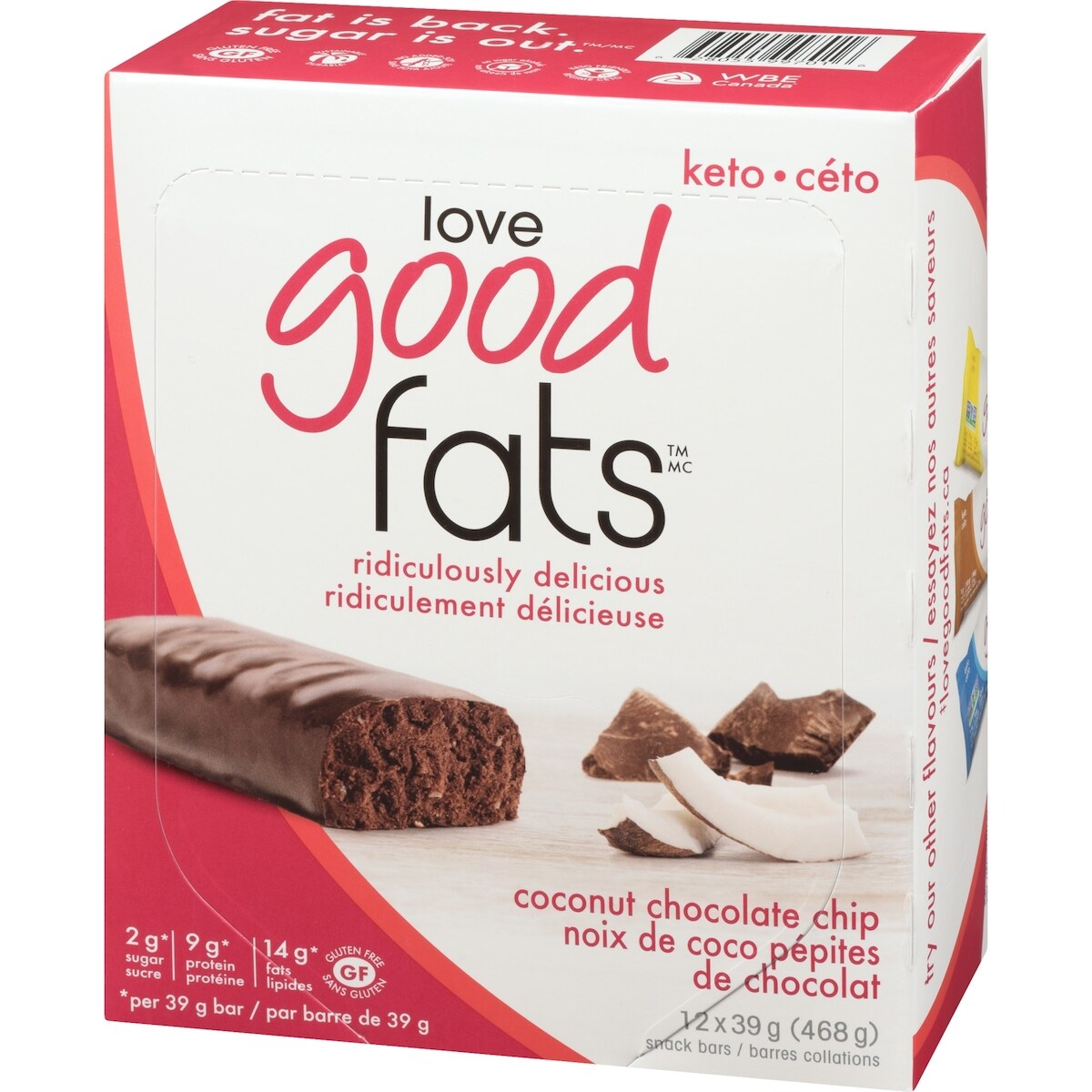 Barres collations cétos Noix de coco Pepites de chocolat