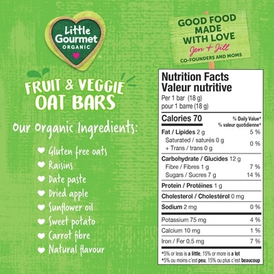 Little Gourmet Organic Fruit & Veggie Oat Bars Apple Sweet Potato Toddler Snack 4