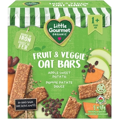 Barres à l'avoine, aux fruits et légumes biologiques pomme patate douce de Little Gourmet