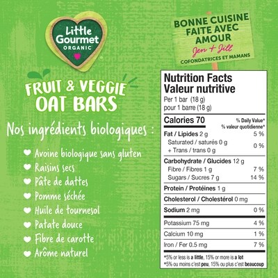 Barres à l'avoine, aux fruits et légumes biologiques pomme patate douce de Little Gourmet 4