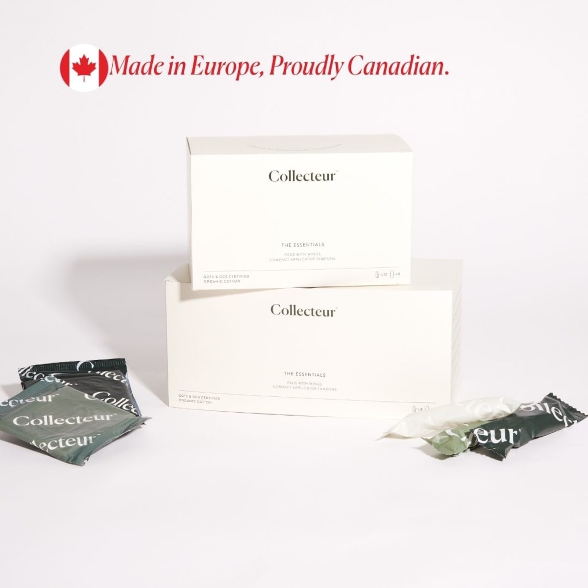 Tampons et serviettes hygiéniques ultra-minces avec ailes en coton 100 % biologique certifié, boîte de 30