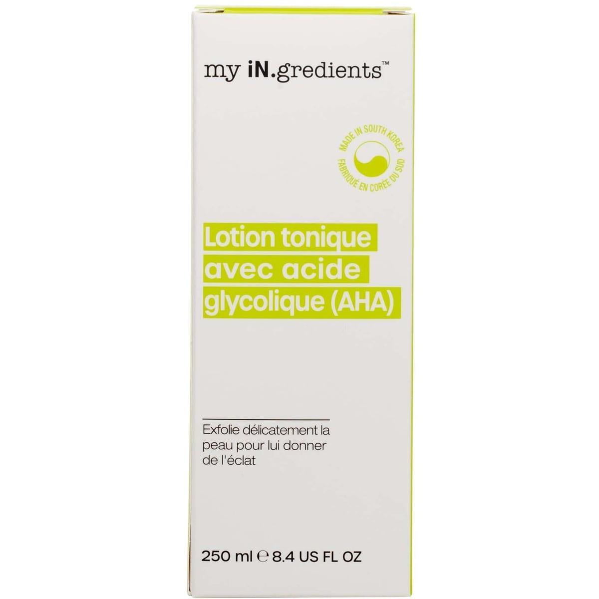 Lotion tonique avec acide glycolique (AHA)