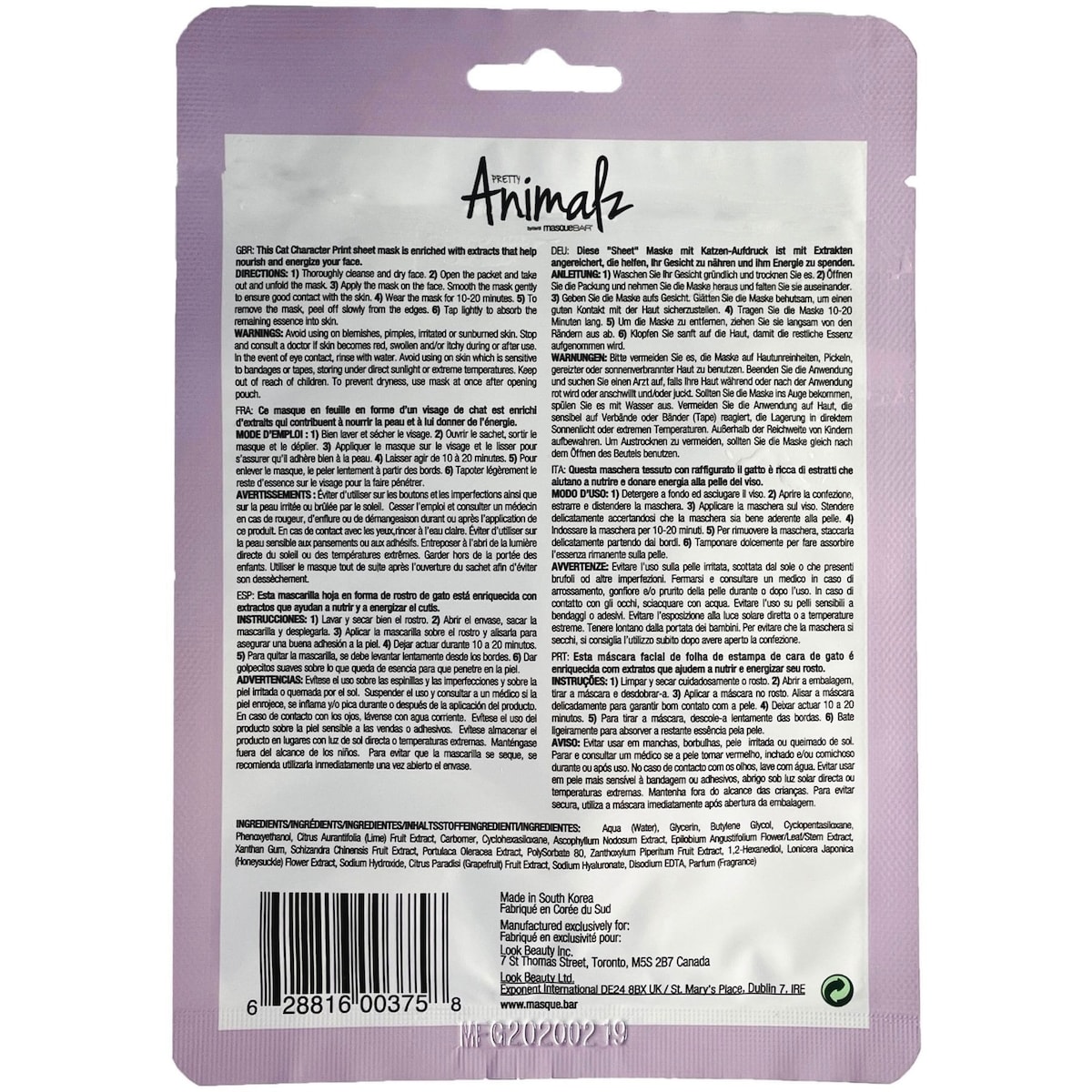 Animalz Cat Sheet Mask