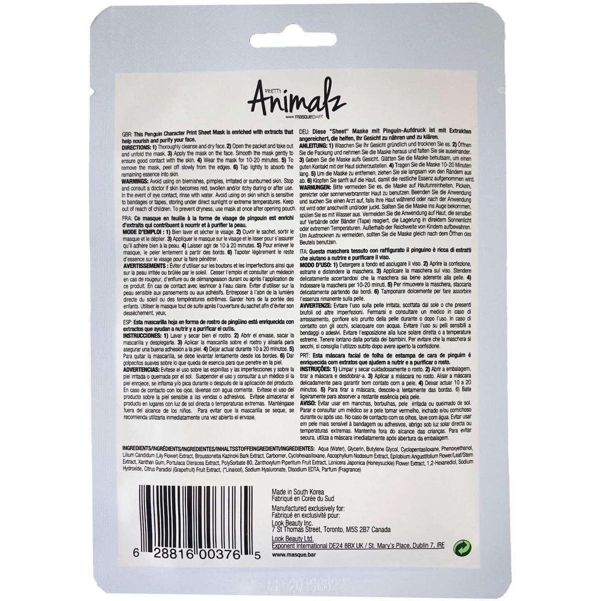 Animalz Penguin Sheet Mask