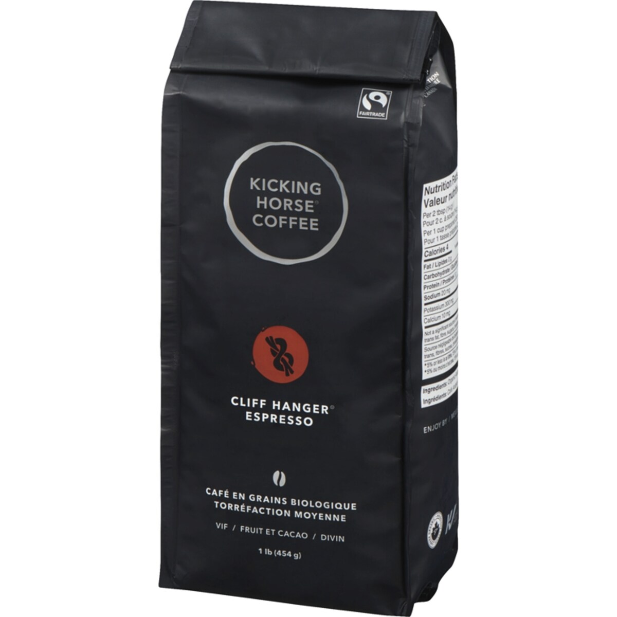 Organic Fairtrade Medium Roast Whole Bean Coffee, Cliff Hanger Espresso