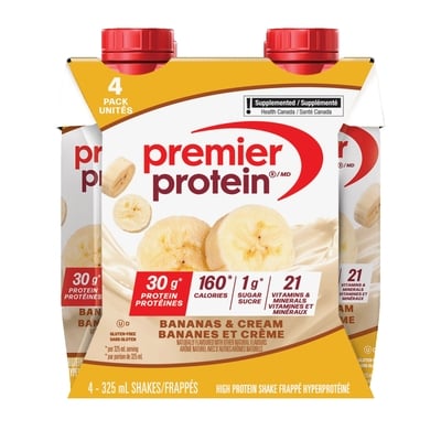 Frappé hyperprotéiné aux bananes et crème prêt à boire