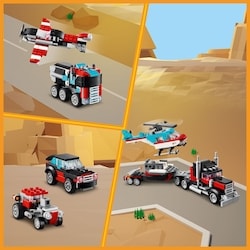 Creator 3 in 1 Flatbed Truck with Helicopter Toy 31146 2
