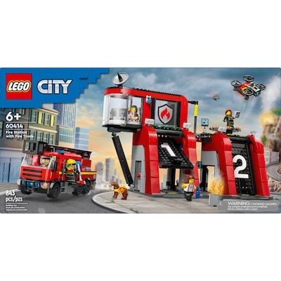 City Fire Station with Fire Truck Pretend Play Toy 60414
