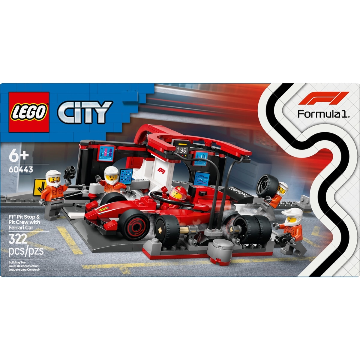 LEGO City F1 Pit Stop & Pit Crew with Ferrari Car Toy 60443