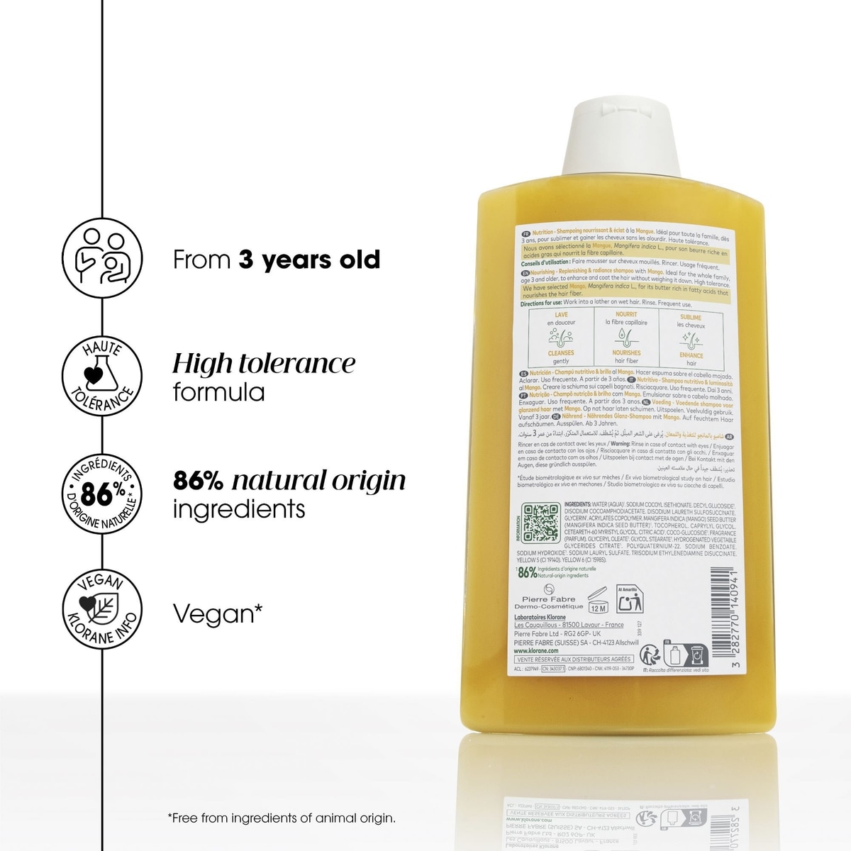 Shampooing Nutrition à la Mangue - Protège et ravive l'éclat - Cheveux secs - 100 ml