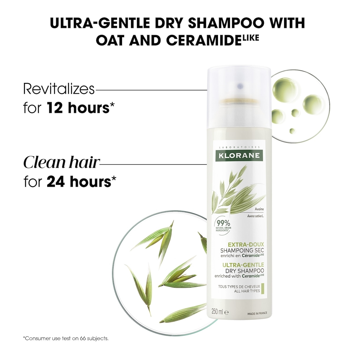BONUS SIZE Ultra-gentle dry shampoo with Oat and Ceramideᴸᴵᴷᴱ - 250 ml