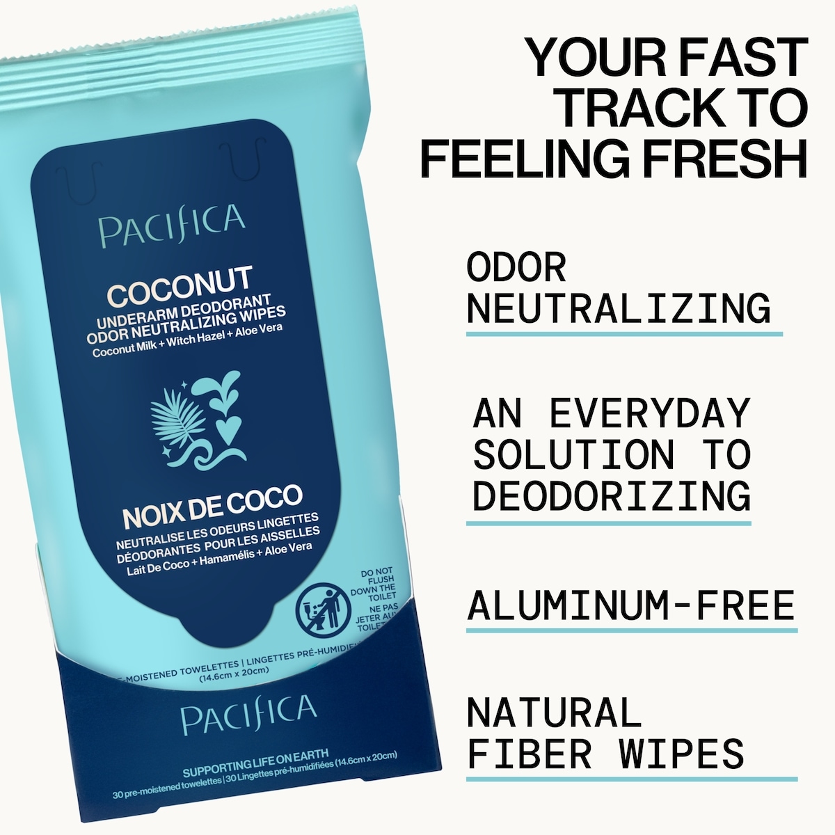 Coconut Milk & Essential Oils Underarm Deodorant Wipes