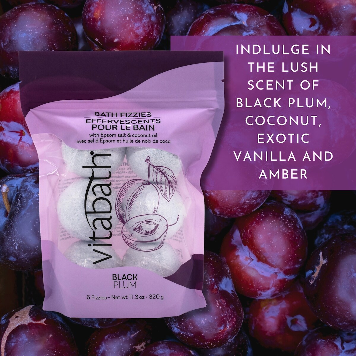 Fizzies de bain à la prune noire
