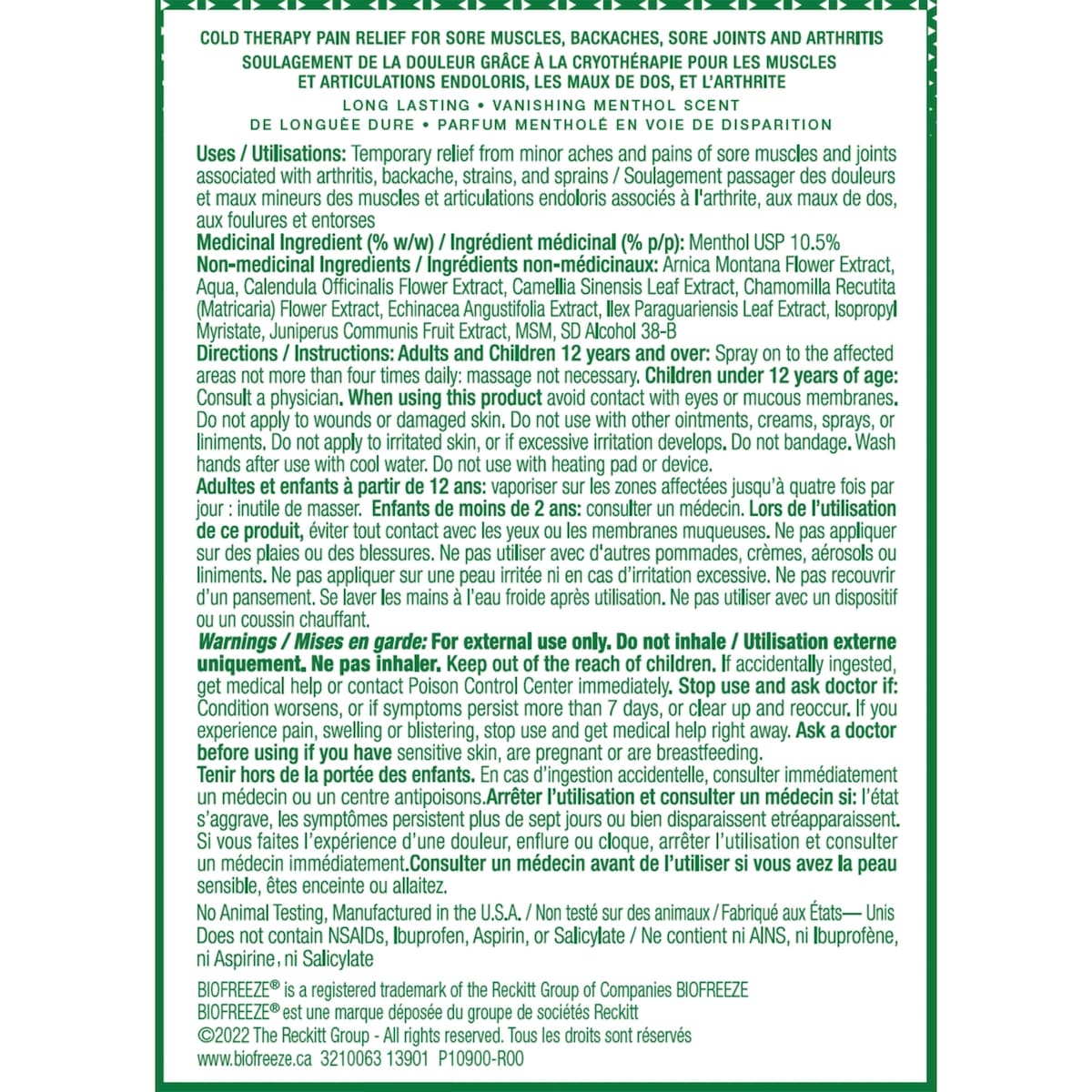 Vaporisateur antidouleur au menthol à action rapide Biofreeze