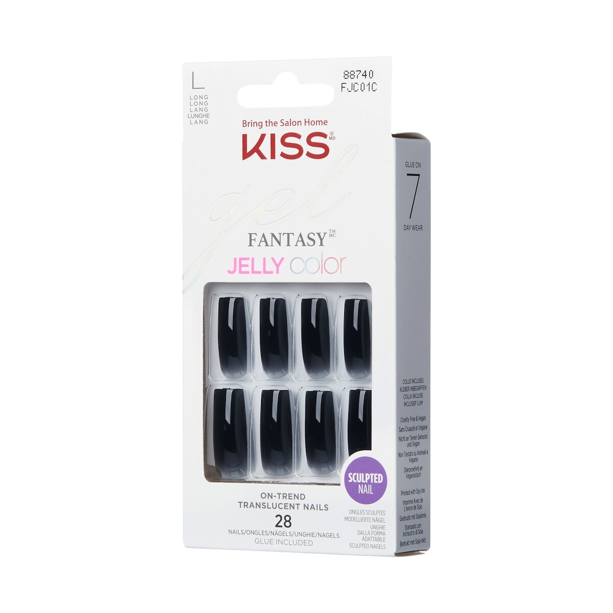 Kiss Gel Fantasy - Jelly Gellee Fake Nails, 28 Count, Long