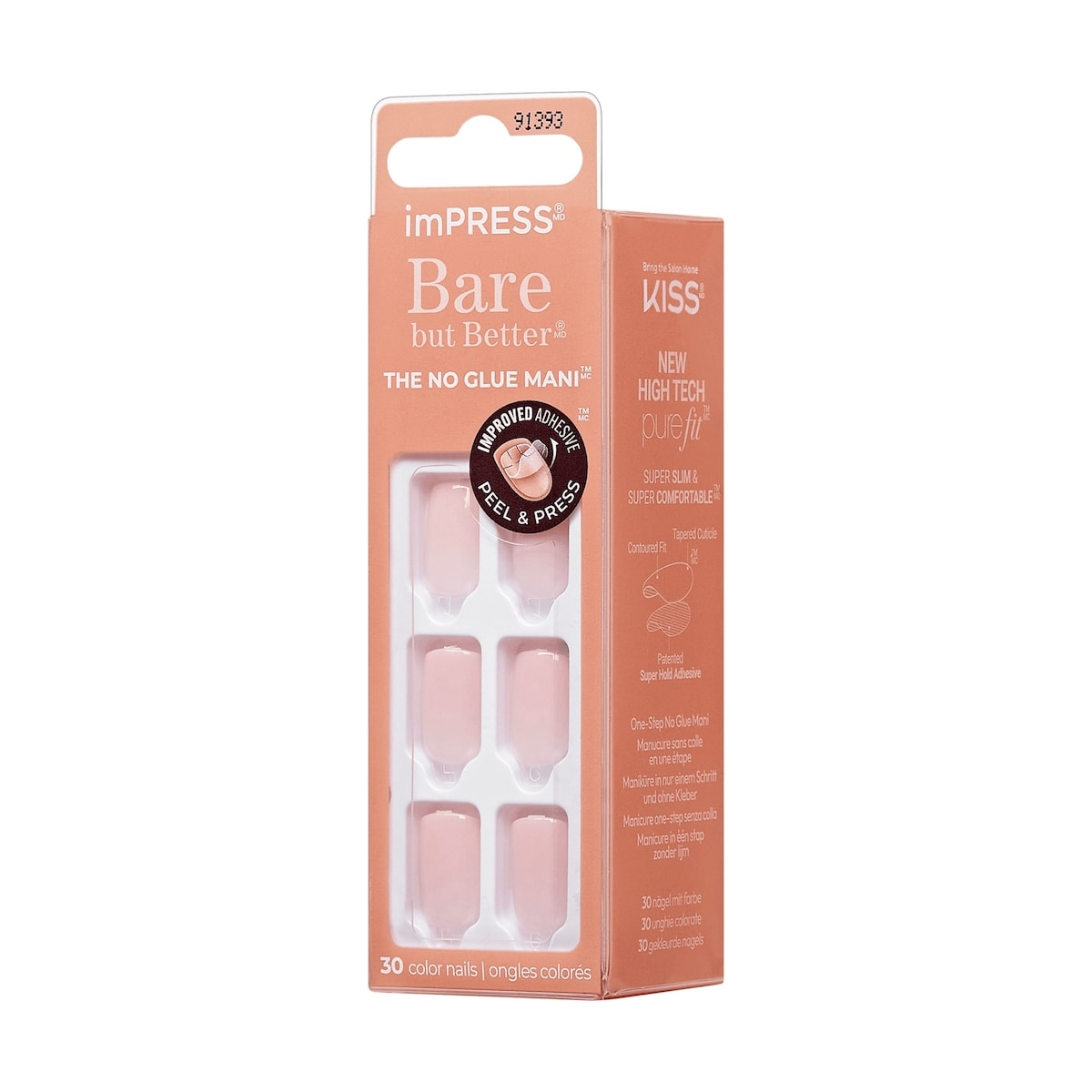 Impress : Ongles À Pression De Couleur, «Instinct», Rose, Court, Carré-Ovale, 30 U.