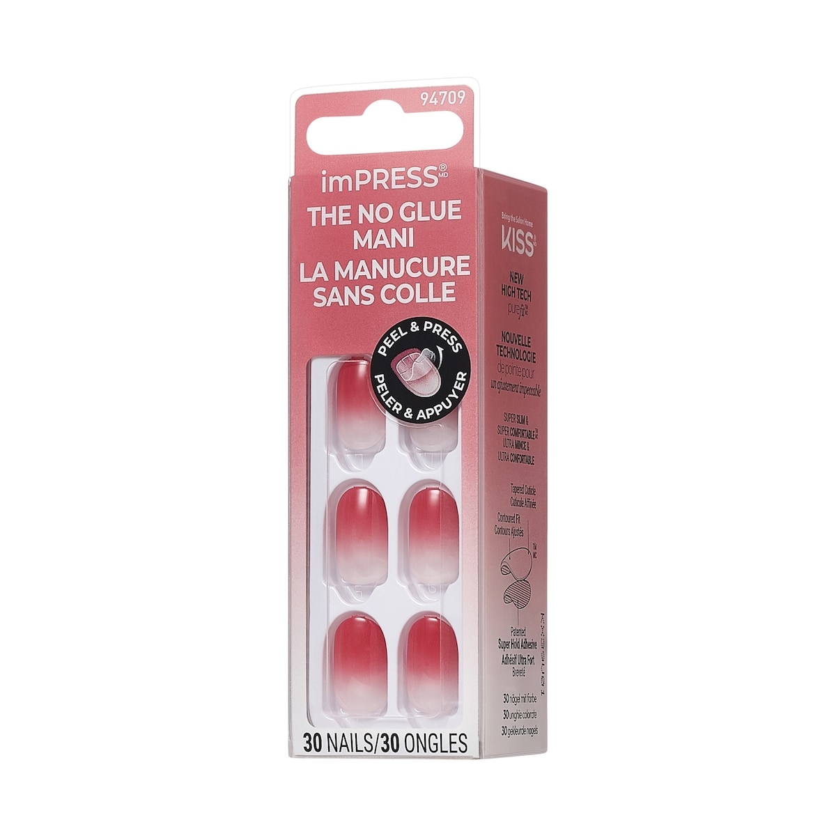 Impress : Ongles À Pression De Couleur, «Instinct», Rose, Court, Carré-Ovale