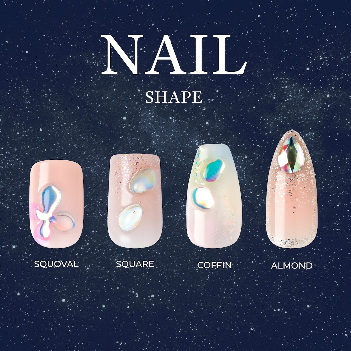 Kiss Gel Fantasy Allure, Fake Nails, Moon Beat, Beige, Coffin, Medium, 30 Count