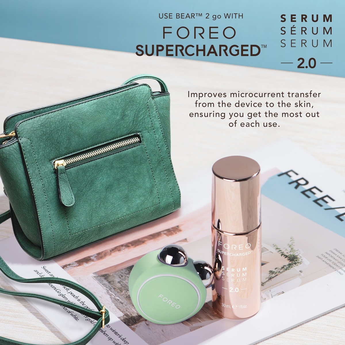 BEAR 2 go Pistachio Targeted Microcurrent Facial Toning Device