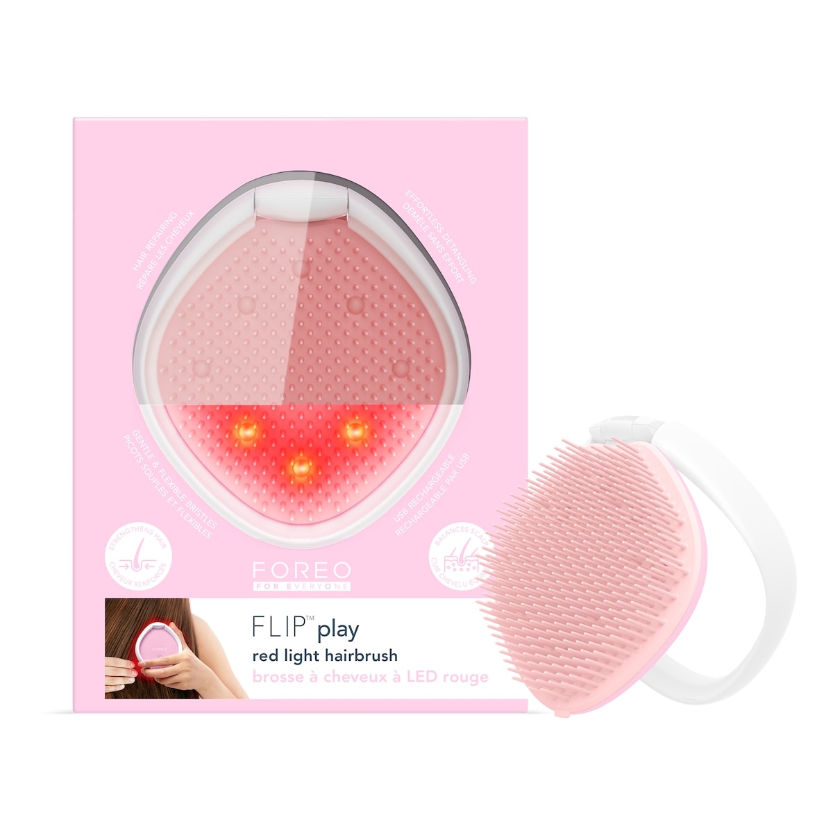 FOREO Flip Play Red Light Hairbrush NEW Amazon.com: FOREO FLIP Play Advanced LED Light Detangling  main image 2