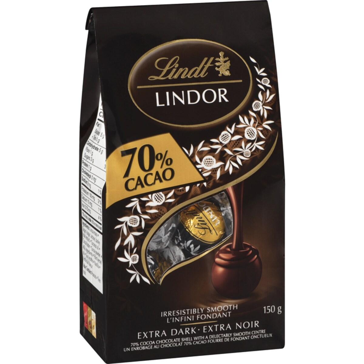 Truffes LINDOR au chocolat noir à 70 % de cacao de Lindt – Sachet (150 g)