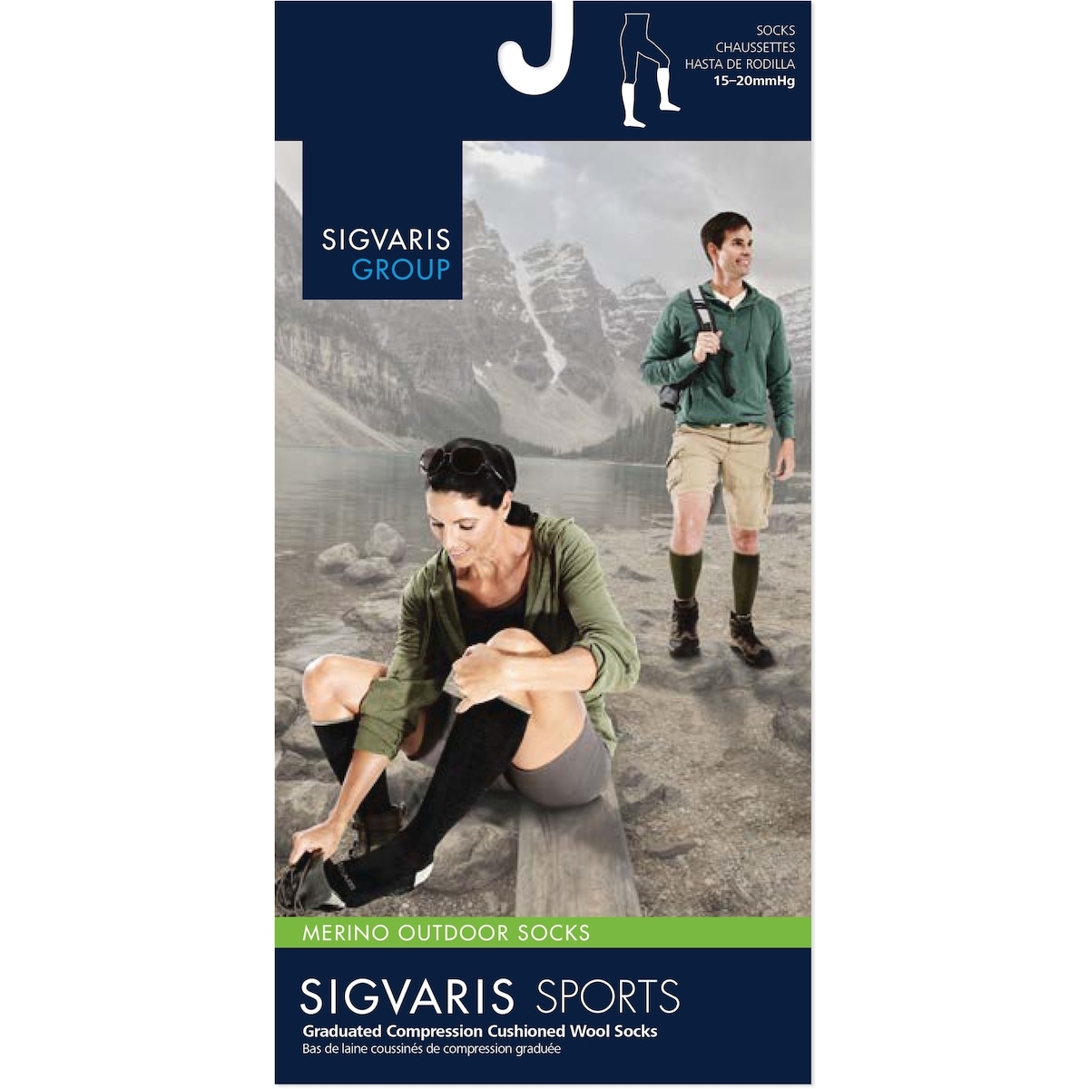 Bas de mérinos plein-air, bas de compression, gris, unisexe - Grandeur S