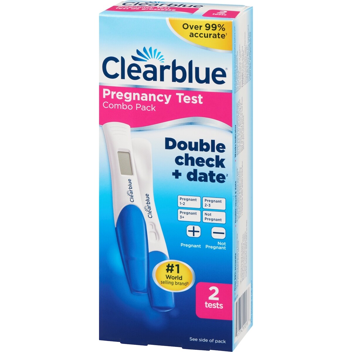 Ensemble Test de grossesse avec double vérification et date, 2 articles