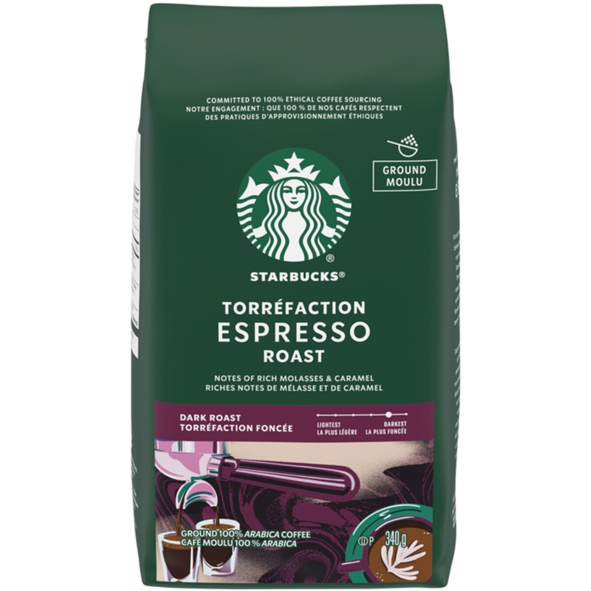 Café Moulu Torréfaction Foncée Espresso, Sac