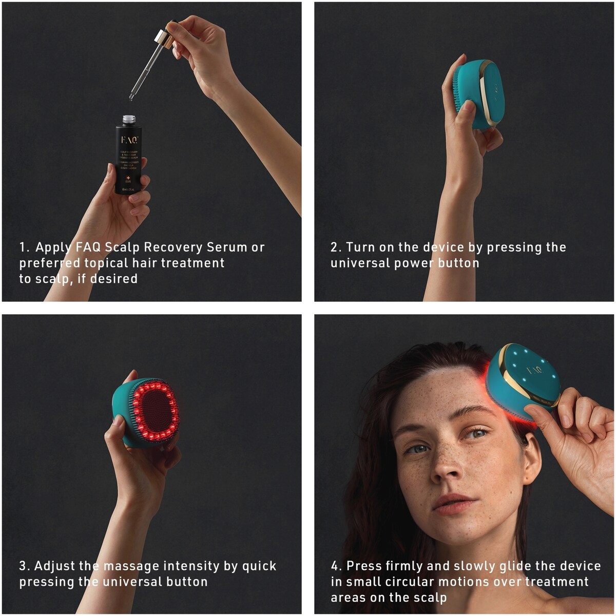 FAQ™ 301 Appareil de massage du cuir chevelu et renforcement des cheveux par LED