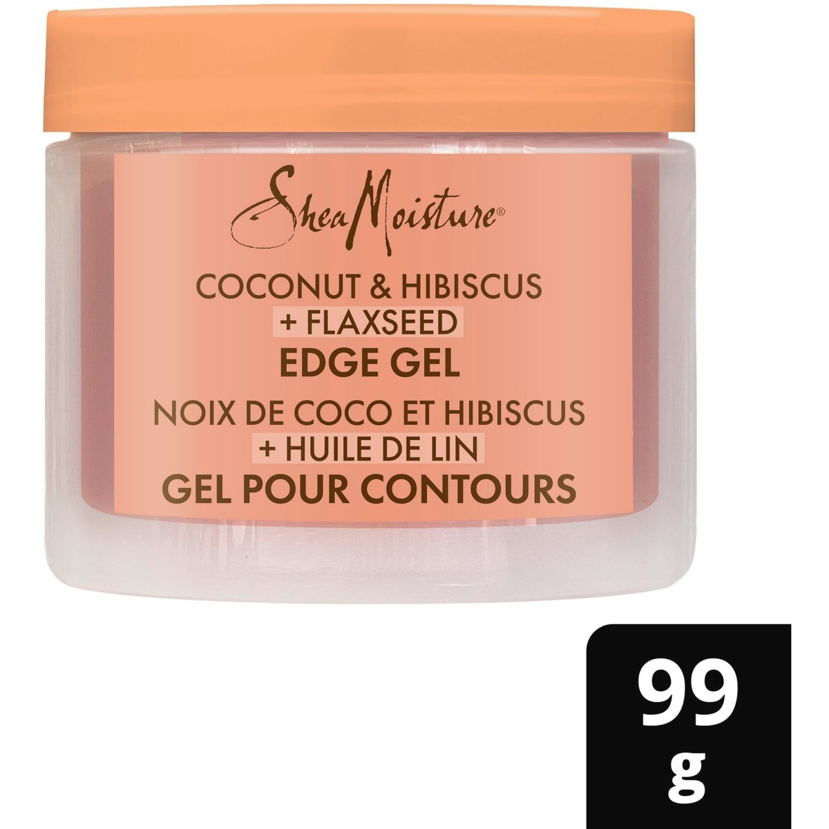 Gel pour Contours gel coiffant sans parabènes noix de coco et hibiscus + huile de lin avec huile de noix de coco, protéine de soie et huile de margousier