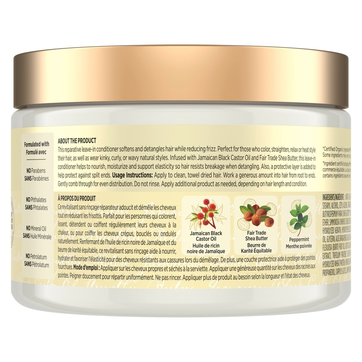 Strengthen & Restore Leave-in Conditioner for dry hair Jamaican Black Castor Oil with Shea Butter, Peppermint and Apple Cider Vinegar 340 ml